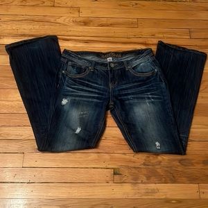 Detailed and Funky Boot Cut Almost Famous Jeans size 11 with gold embroidery